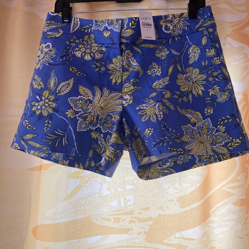 LOFT RIVIERA CHINO SHORTS SIZE 6 🇺🇦BLUE AND YELLOW